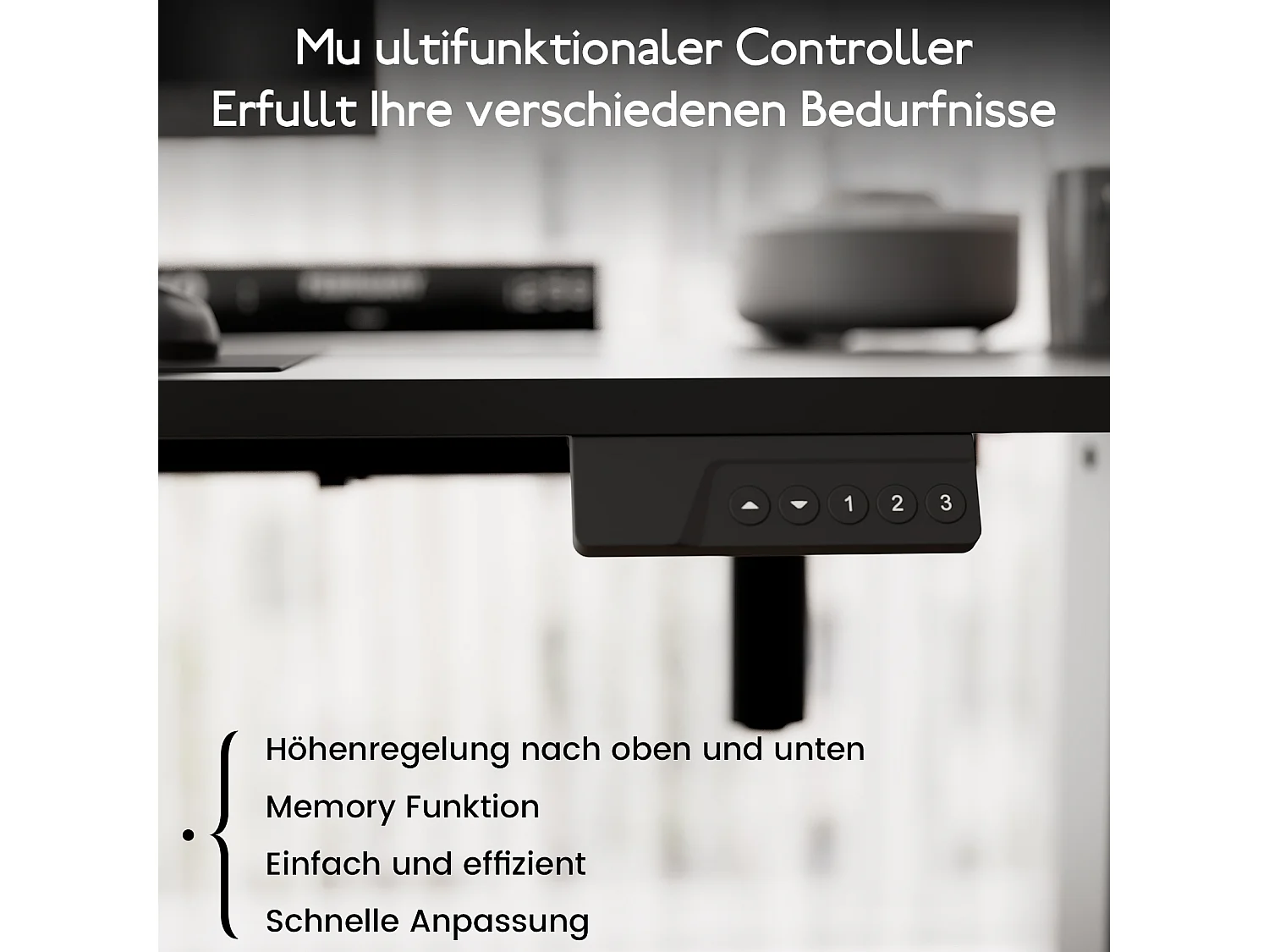HOMAVO Elektrisch höhenverstellbarer Schreibtisch 110x60 cm – Mit Memory-Funktion & Kollisionsschutz – Ideal für Homeoffice – Farbe Schwarz