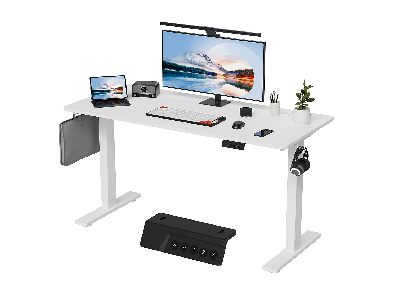 HOMAVO Elektrisch höhenverstellbarer Schreibtisch 110x60 cm – Mit Memory-Funktion & Kollisionsschutz – Ideal für Homeoffice – Farbe Weiß