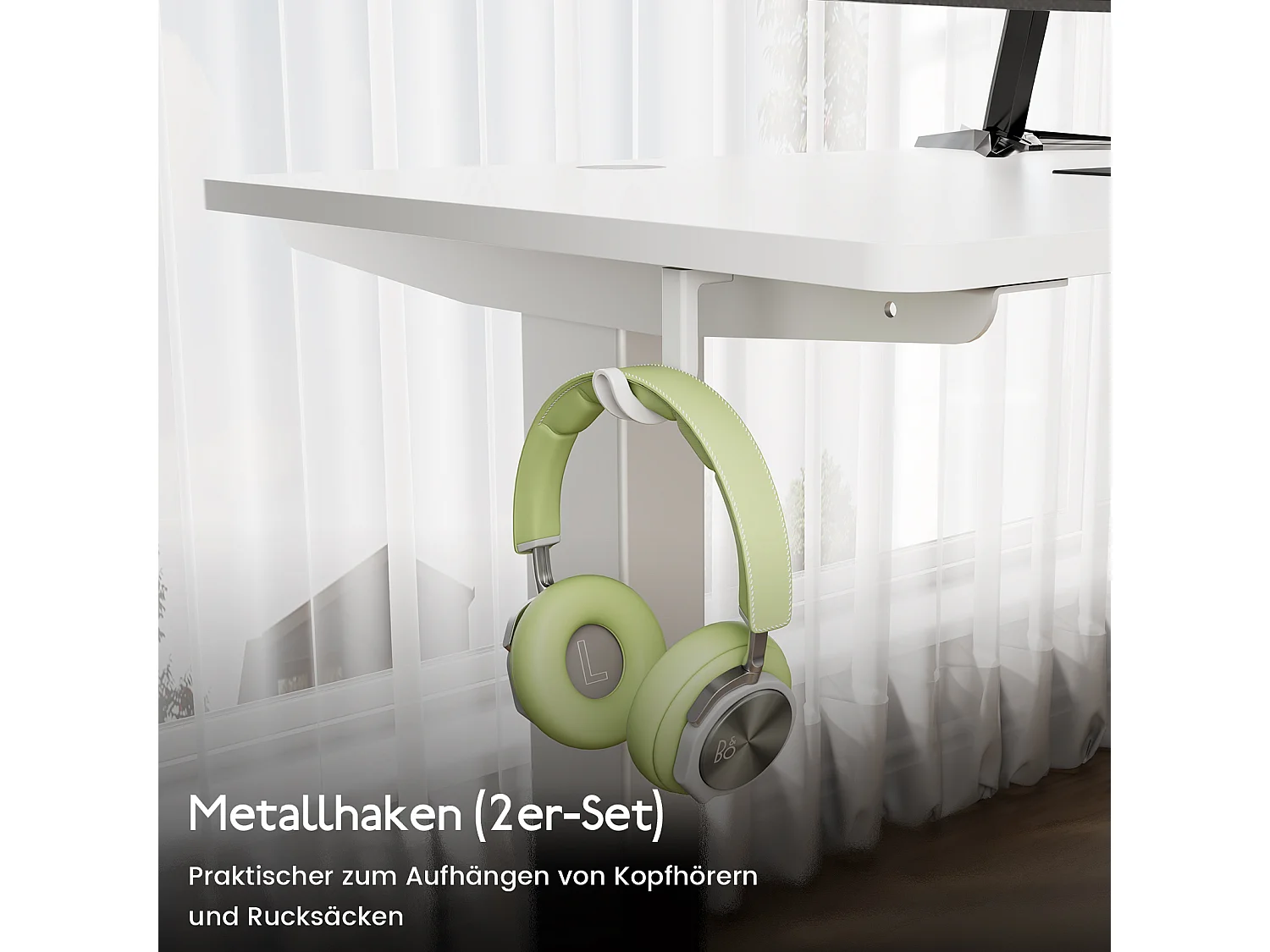 HOMAVO Elektrisch höhenverstellbarer Schreibtisch 110x60 cm – Mit Memory-Funktion & Kollisionsschutz – Ideal für Homeoffice – Farbe Weiß