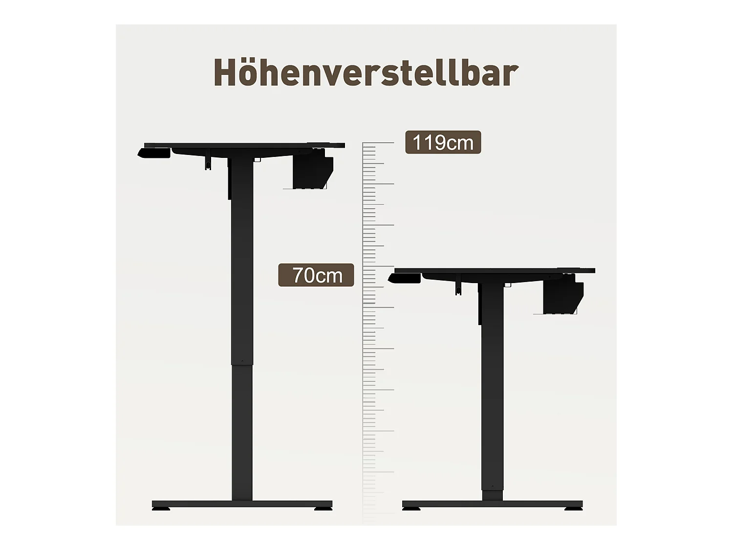 Elektrisch höhenverstellbarer Schreibtisch 140x70 cm – Höhenverstellbar – Mit Speicherfunktion & Kollisionsschutz – USB-A- & Typ-C-Anschlüsse – Farbe Schwarz