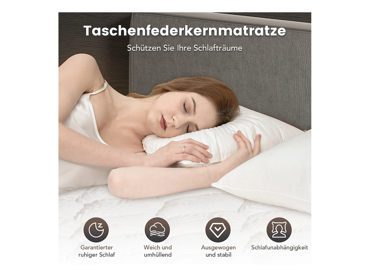 Matratze – 180 x 200 cm – Taschenfederkern – 7 Zonen – mittlere Festigkeit H3 – 25 cm – HOMAVO