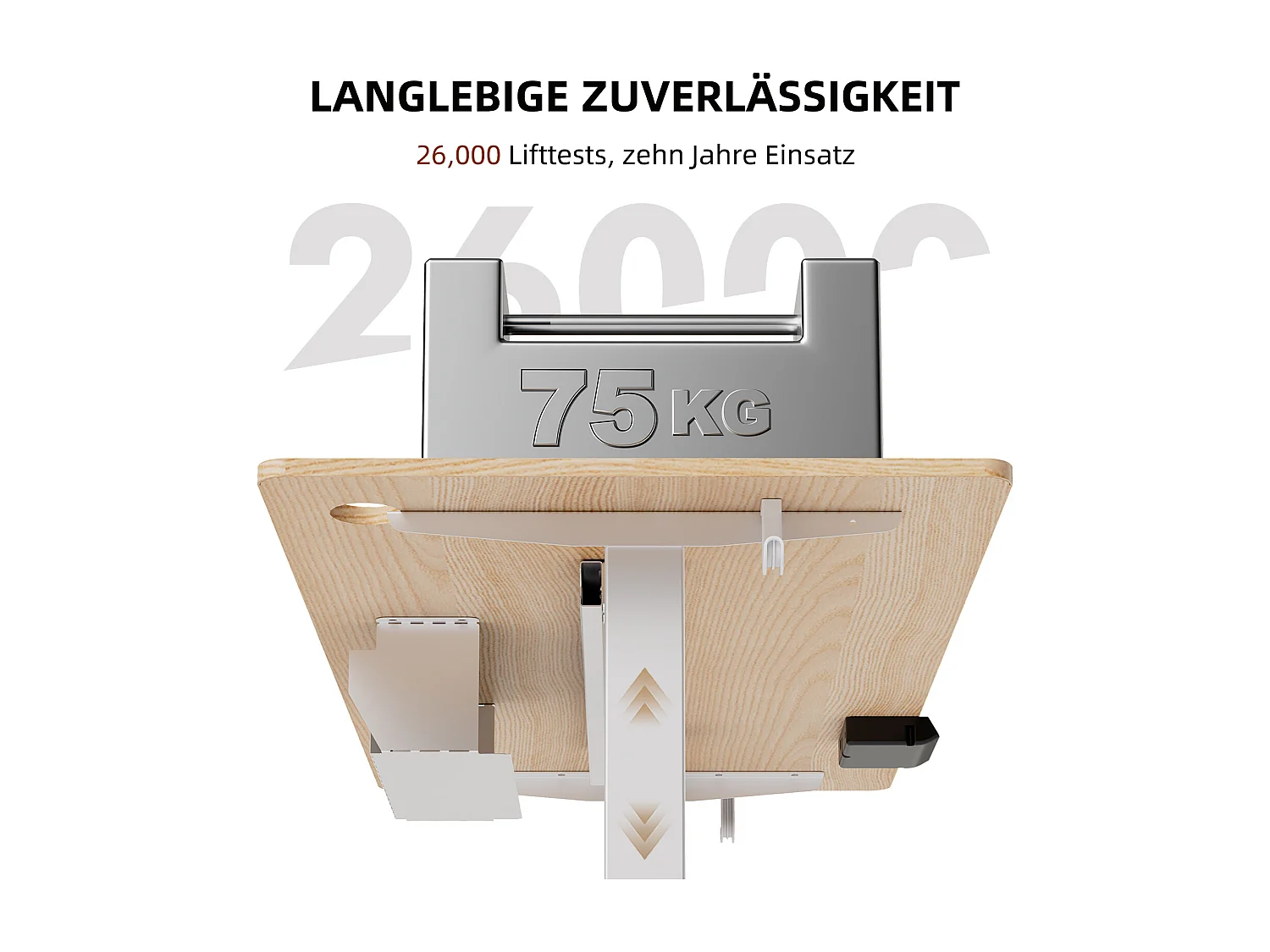 Elektrisch höhenverstellbarer Schreibtisch 120x60 cm – Höhenverstellbar – Mit Speicherfunktion & Kollisionsschutz – USB-A- & Typ-C-Anschlüsse – Farbe Naturholz