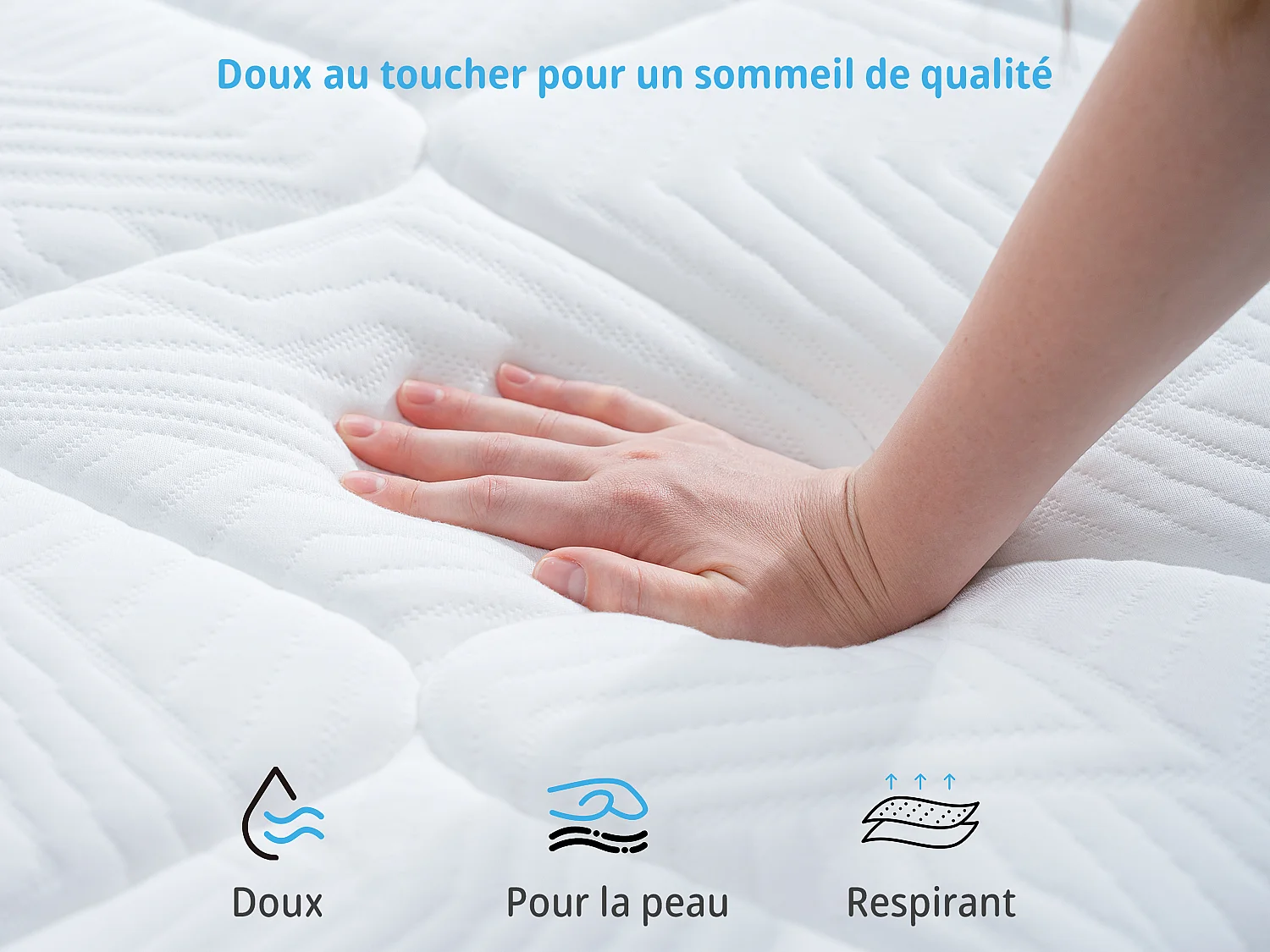 Matelas 160 x 200 cm ressorts ensachés 7 zones, soutien ferme H3, mousse confort ép. 25 cm - HOMAVO