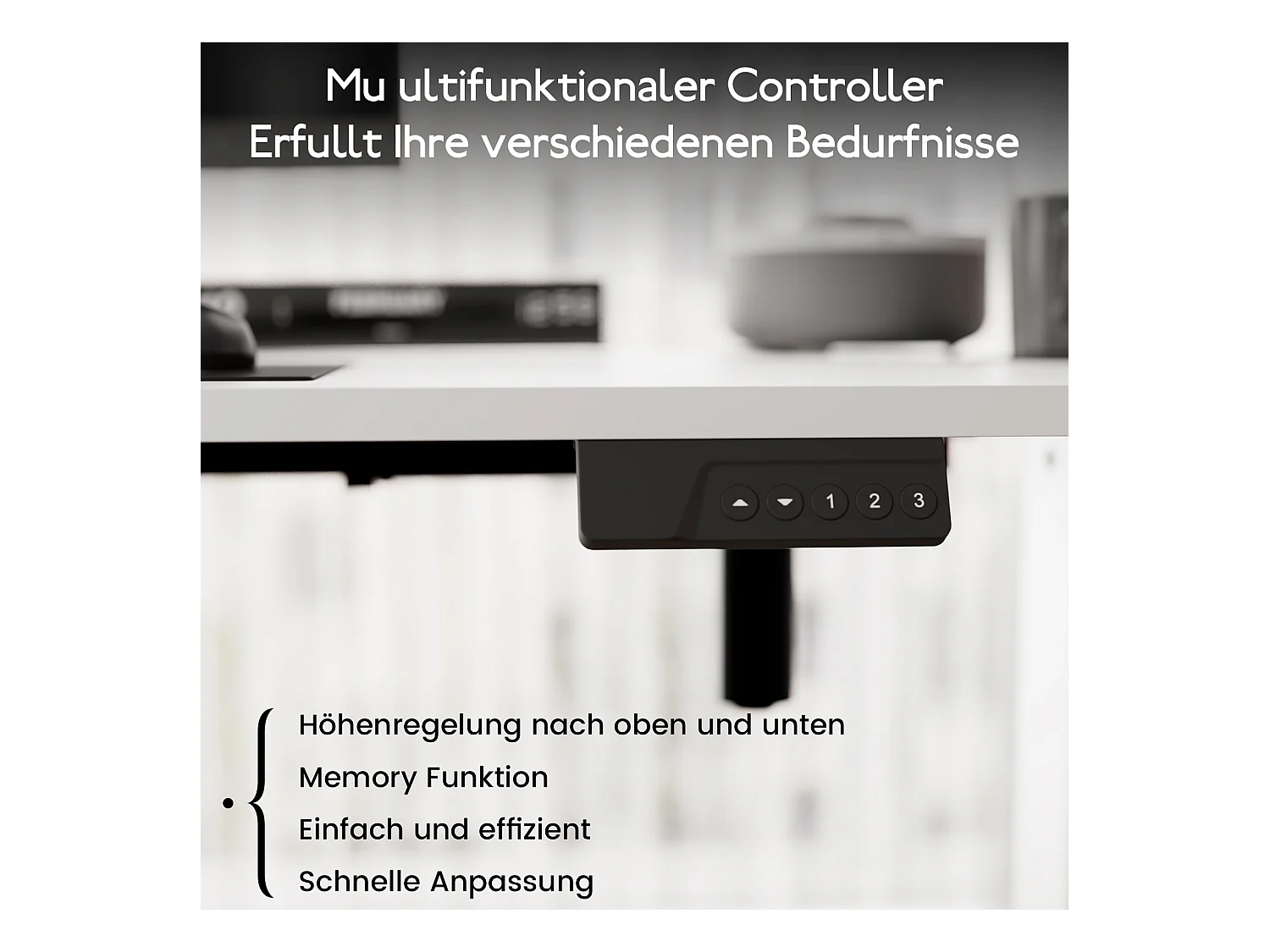 HOMAVO Elektrisch höhenverstellbarer Schreibtisch 140x60 cm – Mit Memory-Funktion & Kollisionsschutz – Ideal für Homeoffice – Farbe Weiß
