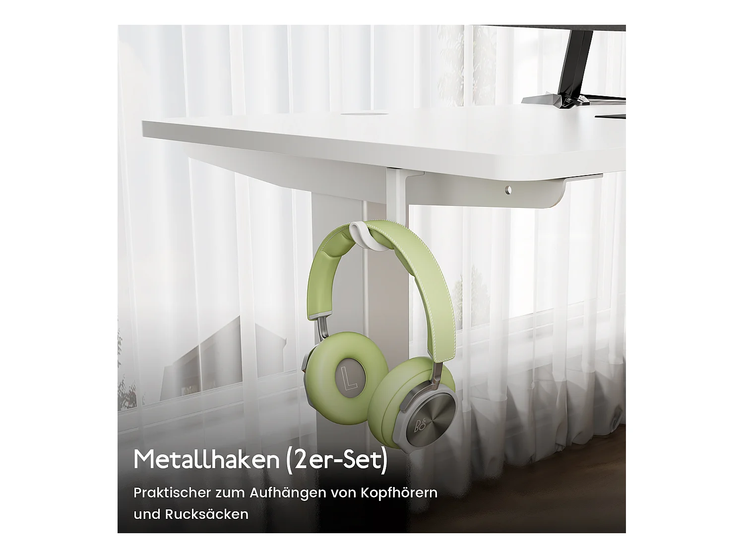 HOMAVO Elektrisch höhenverstellbarer Schreibtisch 140x60 cm – Mit Memory-Funktion & Kollisionsschutz – Ideal für Homeoffice – Farbe Weiß