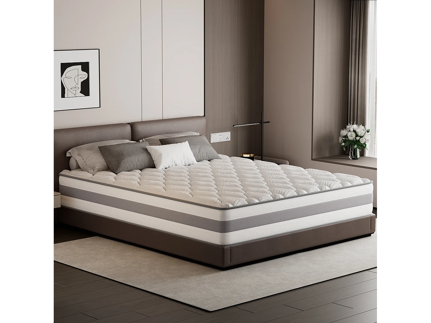 Matratze – 90 x 200 cm – Taschenfederkern – 7 Zonen – mittlere Festigkeit H3 – 25 cm – HOMAVO