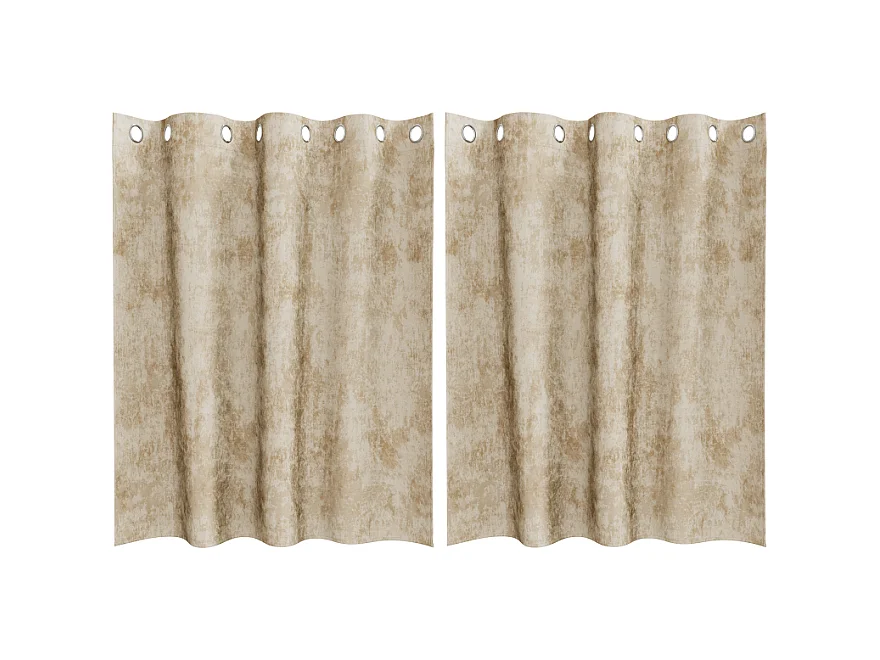 Cortinas de Veludo Creme com Ilhós - Conjunto de 2 Peças 140x140 cm