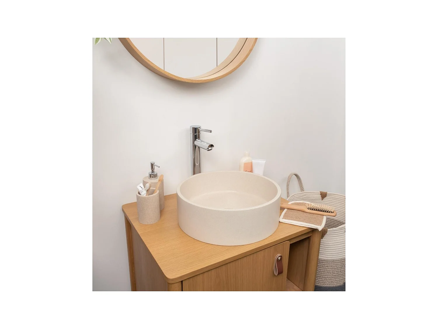 Lavabo da appoggio rotondo SANDY 36x36cm