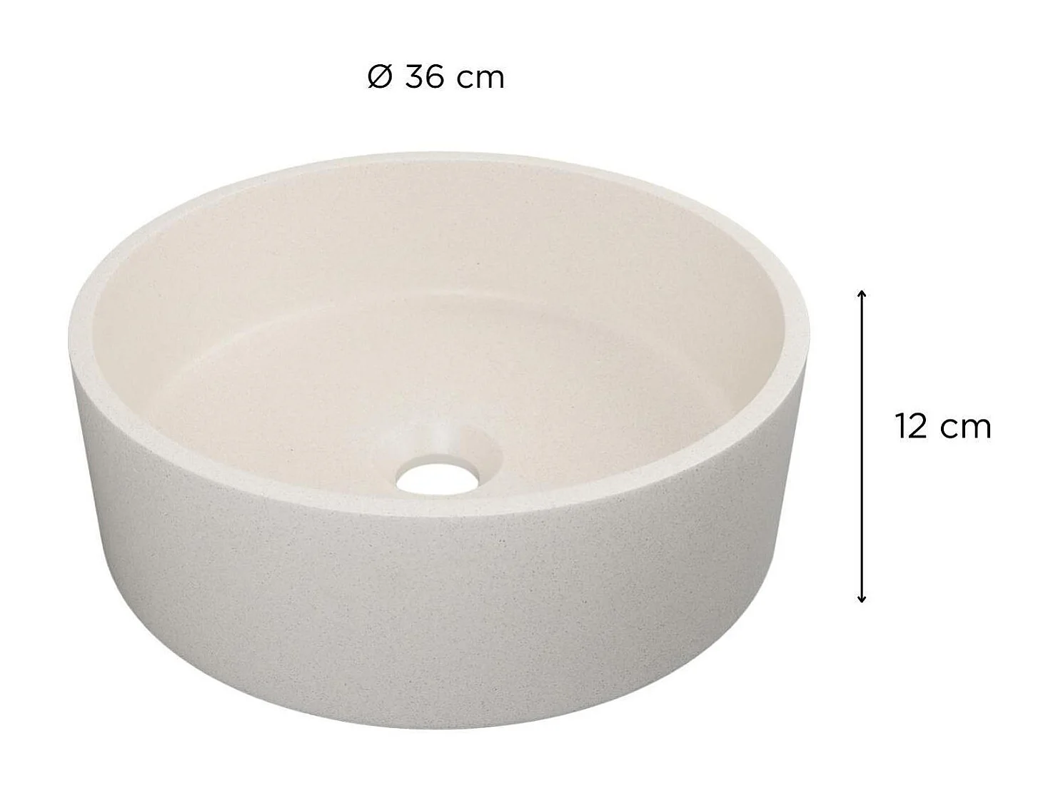 Lavabo de encimera redondo 36x36cm SANDY
