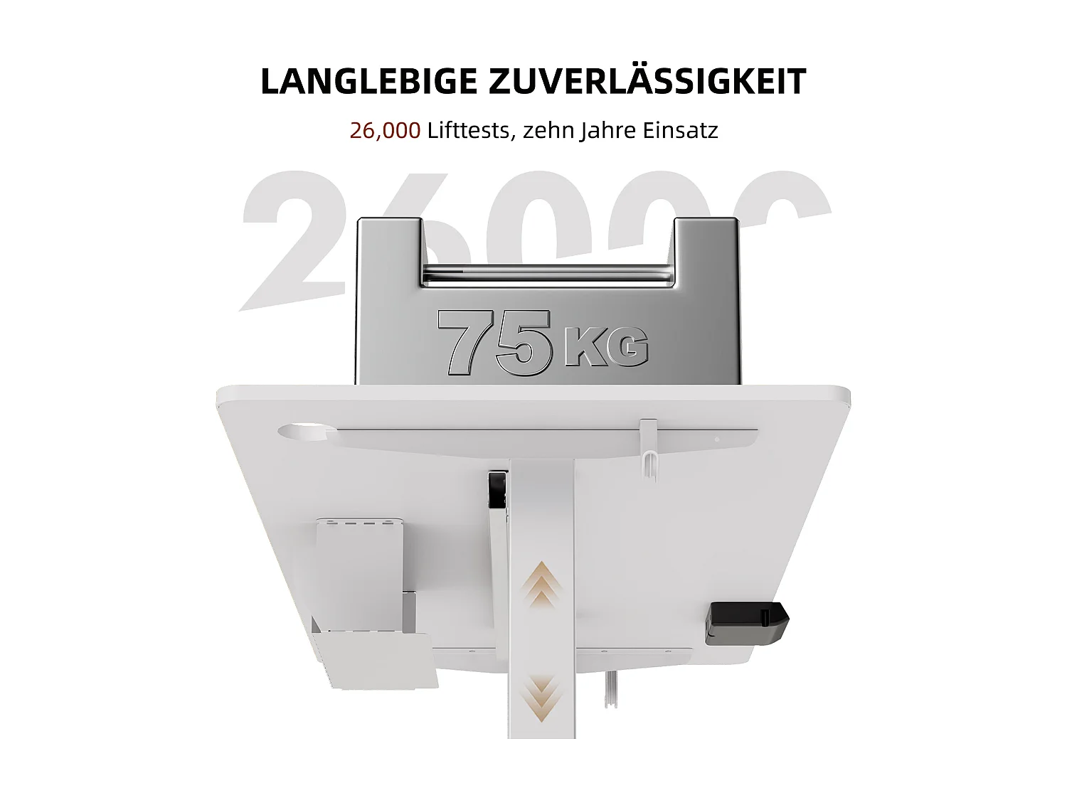 Elektrisch höhenverstellbarer Schreibtisch 120x60 cm – Höhenverstellbar – Mit Speicherfunktion & Kollisionsschutz – USB-A- & Typ-C-Anschlüsse – Farbe Weiß