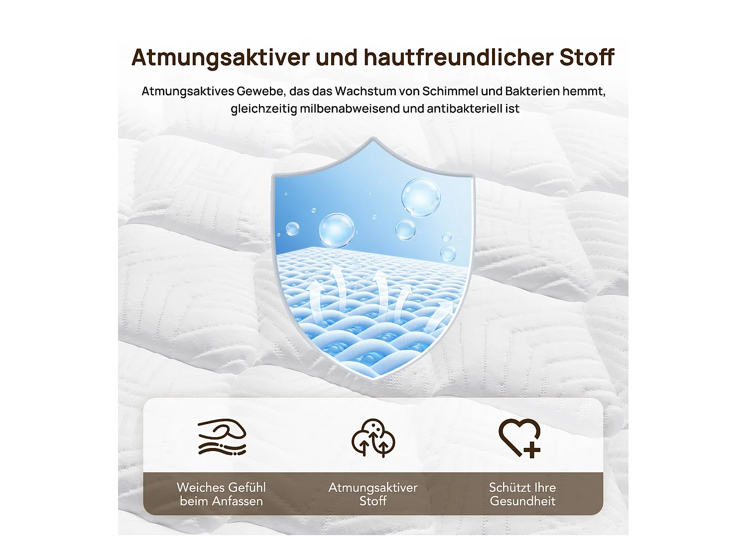 Matratze – 160 x 200 cm – Taschenfederkern – 7 Zonen – mittlere Festigkeit H3 – 25 cm – HOMAVO