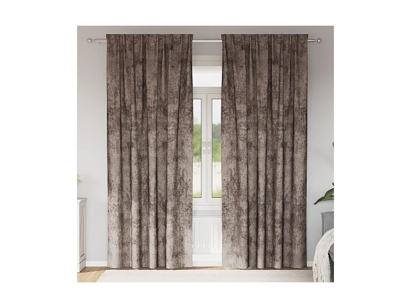 Rideaux en velours 2 pcs avec œillets cappuccino 225x140 cm