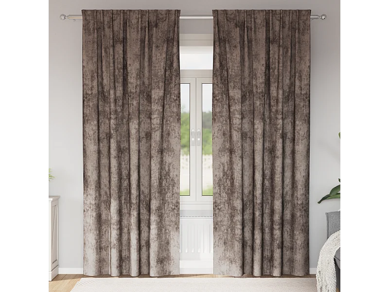 Cortinas de Veludo Cappuccino com Ilhós - 2 Peças de 225 x 140 cm para Sala e Quarto