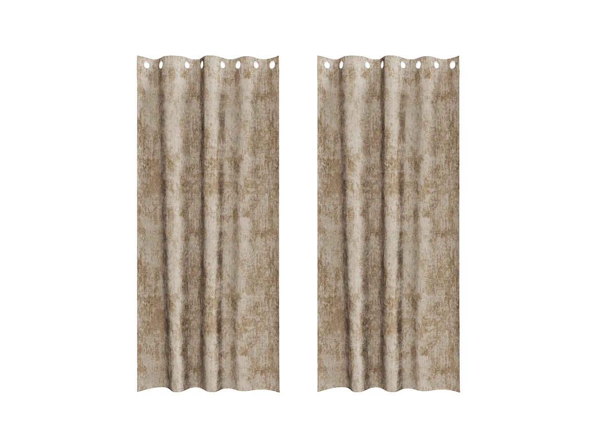 Cortinas de Veludo Elegantes com Ilhós em Champagne - 2 Peças 225x140 cm
