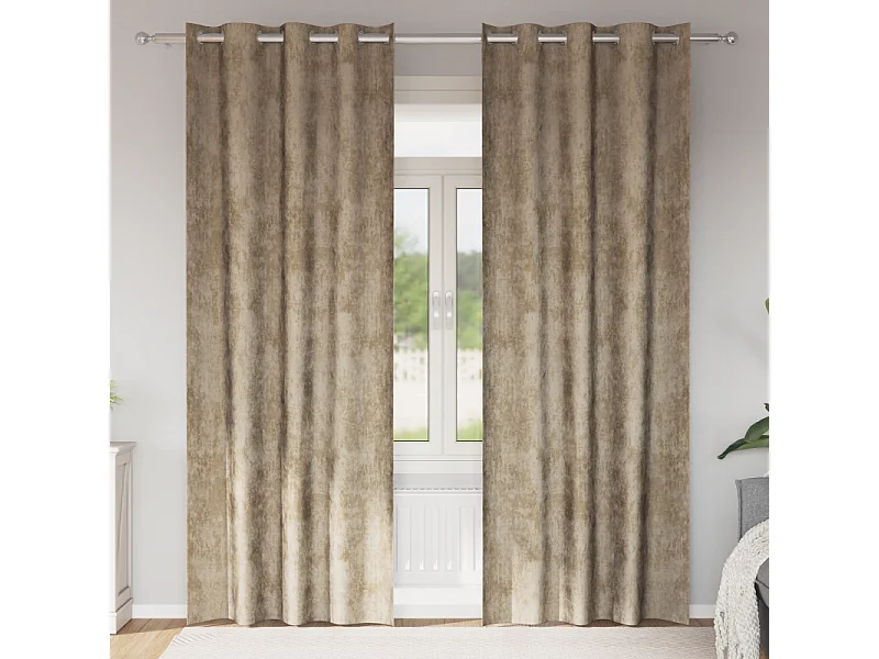 Cortinas de Veludo Elegantes com Ilhós em Champagne - 2 Peças 225x140 cm