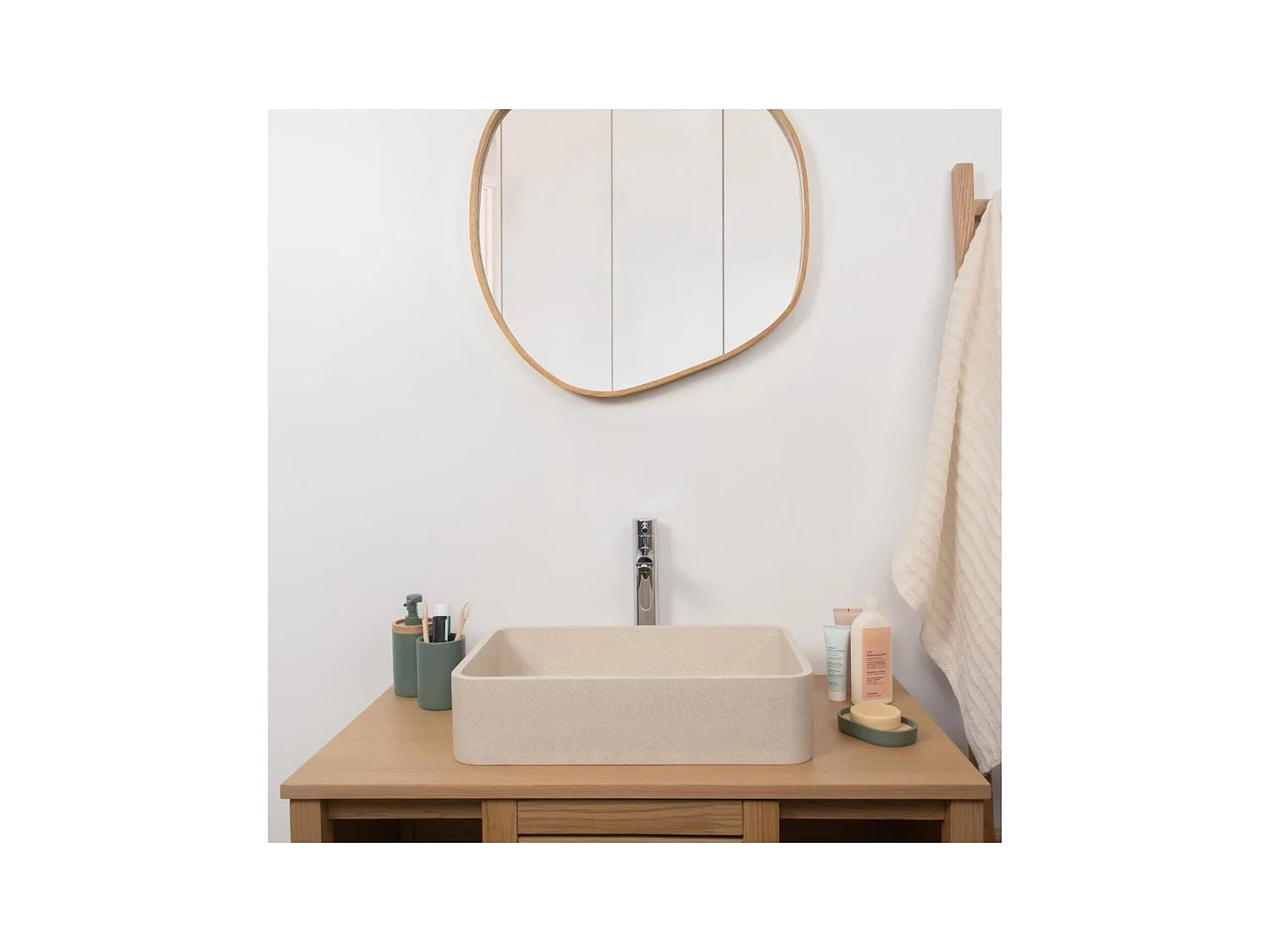 Lavabo da appoggio rettangolare SANDY in gres beige 50x32,5cm