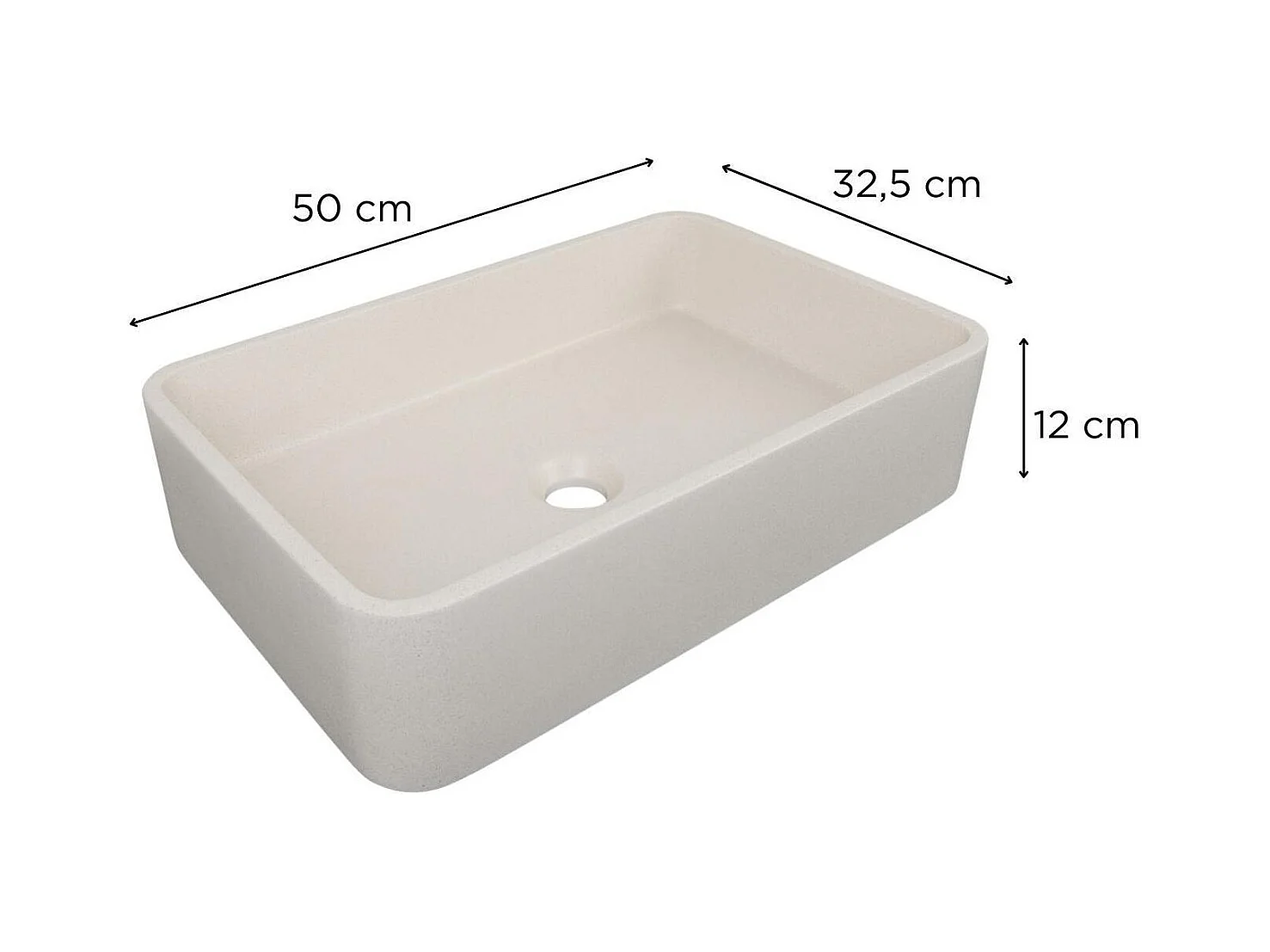 Lavabo da appoggio rettangolare SANDY in gres beige 50x32,5cm