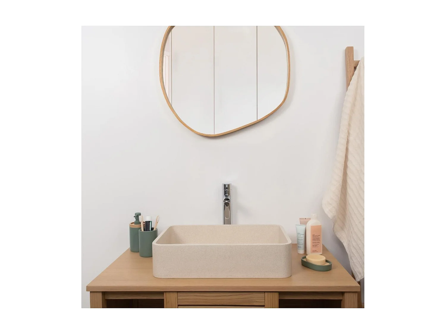 Lavabo da appoggio rettangolare SANDY in gres beige 50x32,5cm