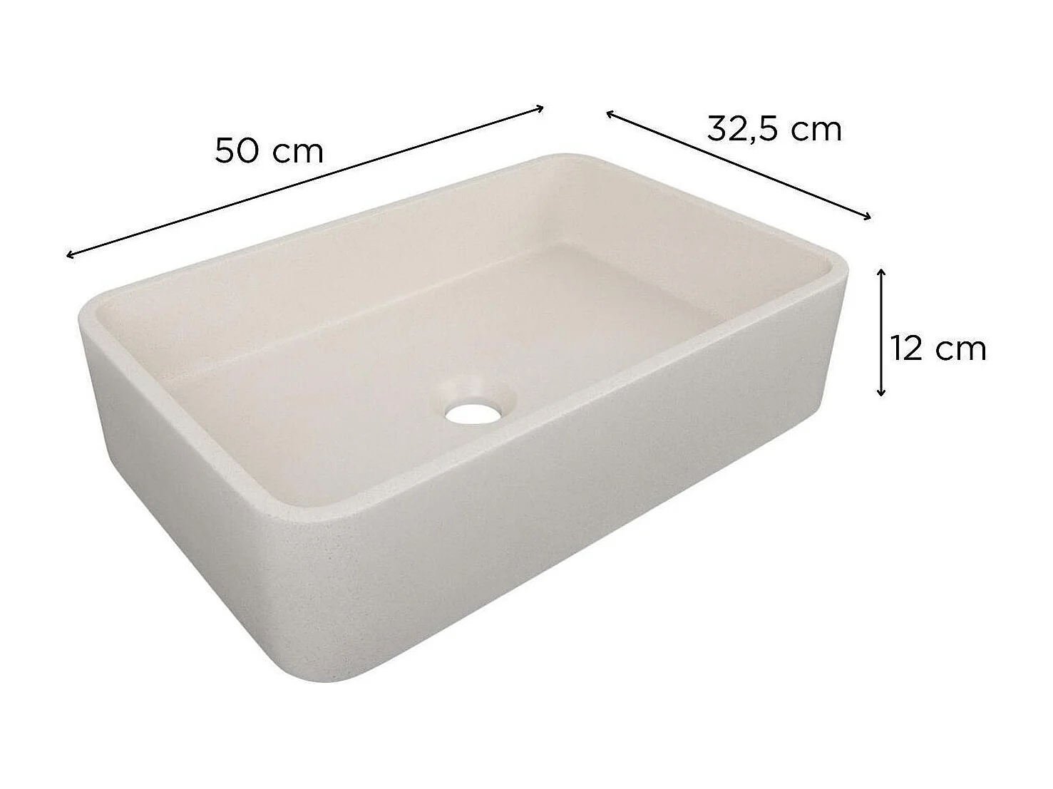 Lavabo da appoggio rettangolare SANDY in gres beige 50x32,5cm