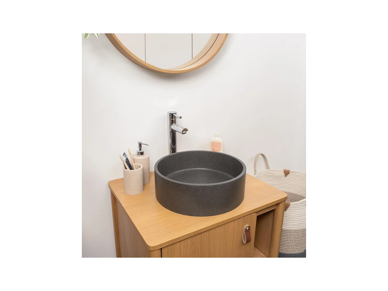 SANDY 36x36cm rundes Aufsatzwaschbecken