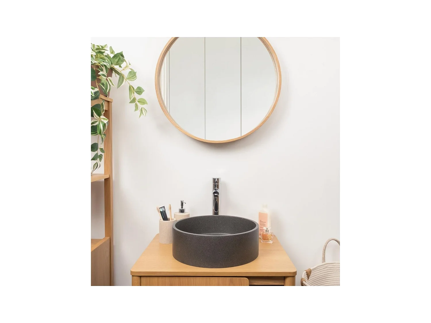 SANDY 36x36cm rundes Aufsatzwaschbecken