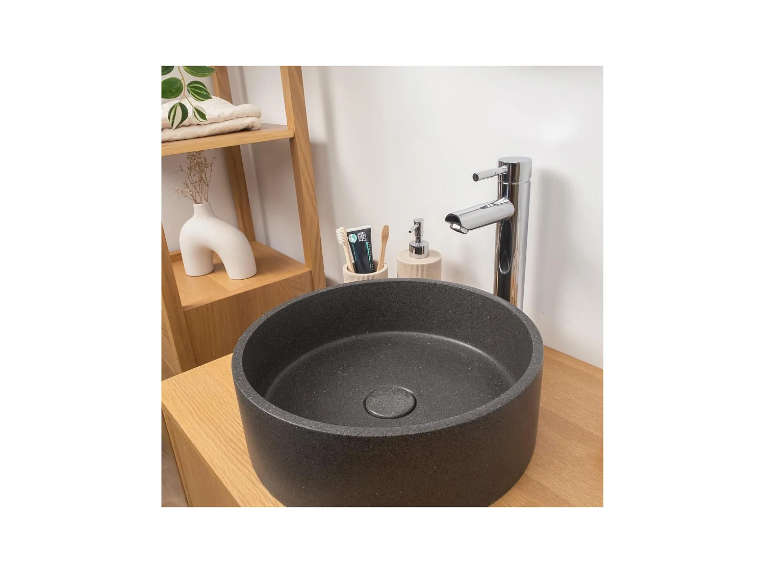 SANDY 36x36cm rundes Aufsatzwaschbecken