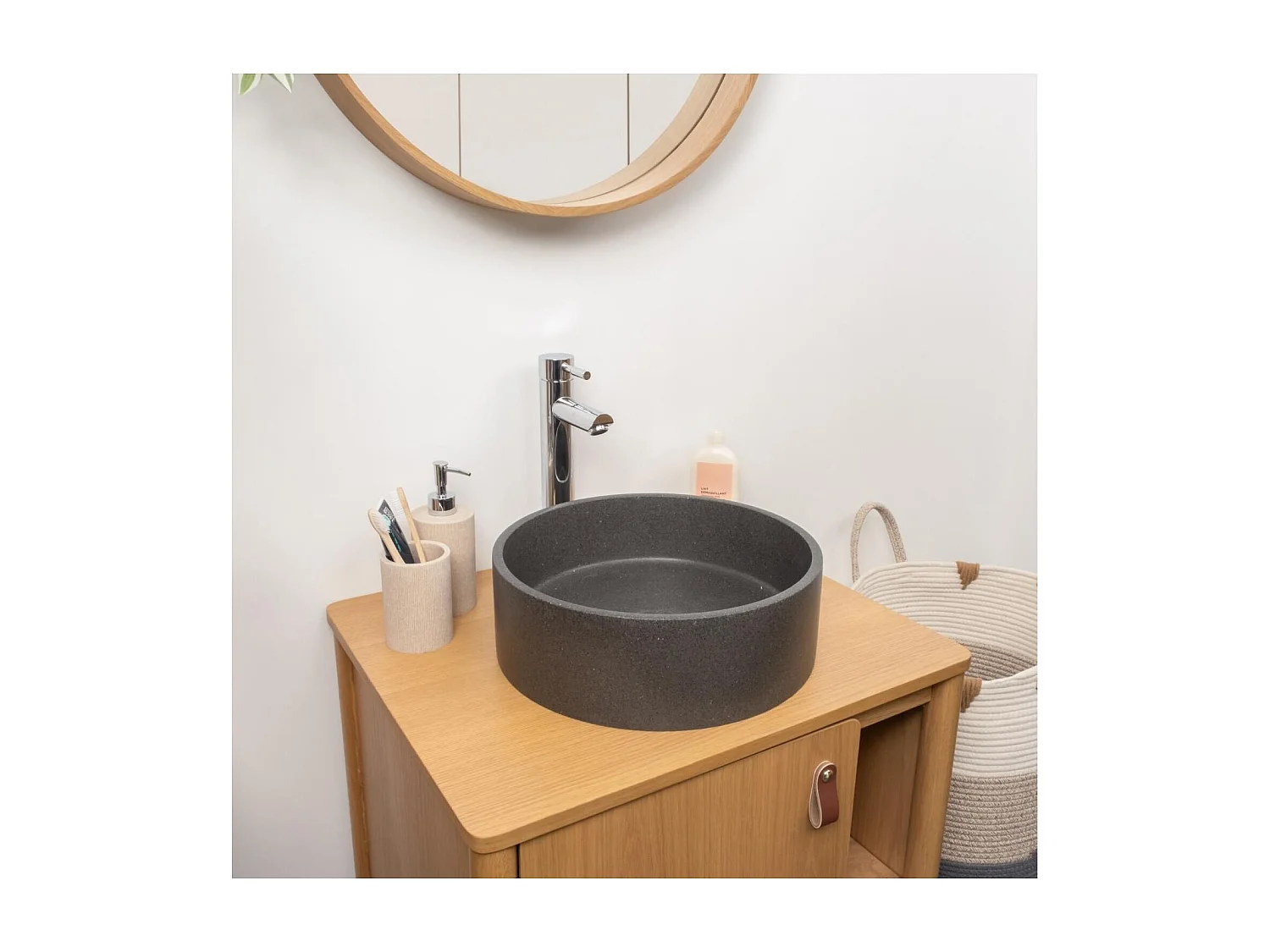 Vasque à poser ronde en grès 36cm