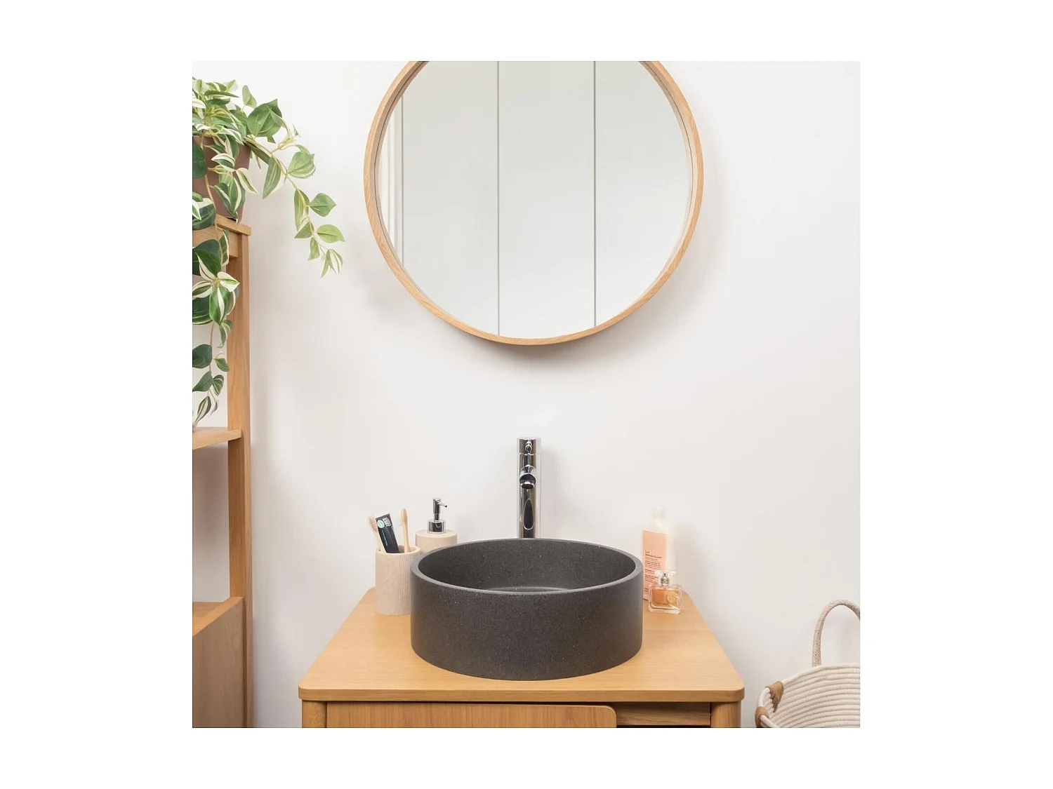 Vasque à poser ronde en grès 36cm