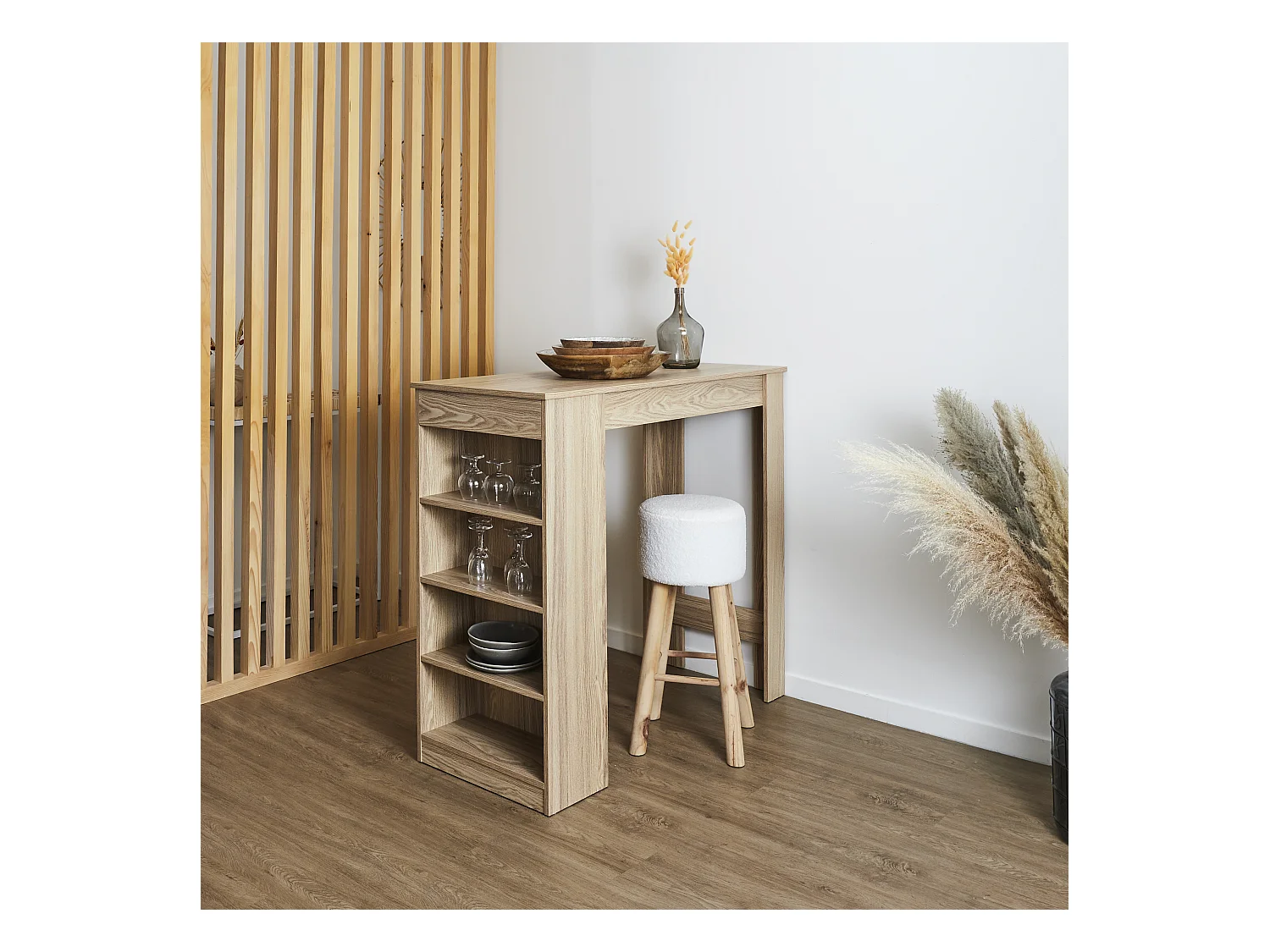 Table De Bar Mange Debout Etageres Cheers Bois Marron