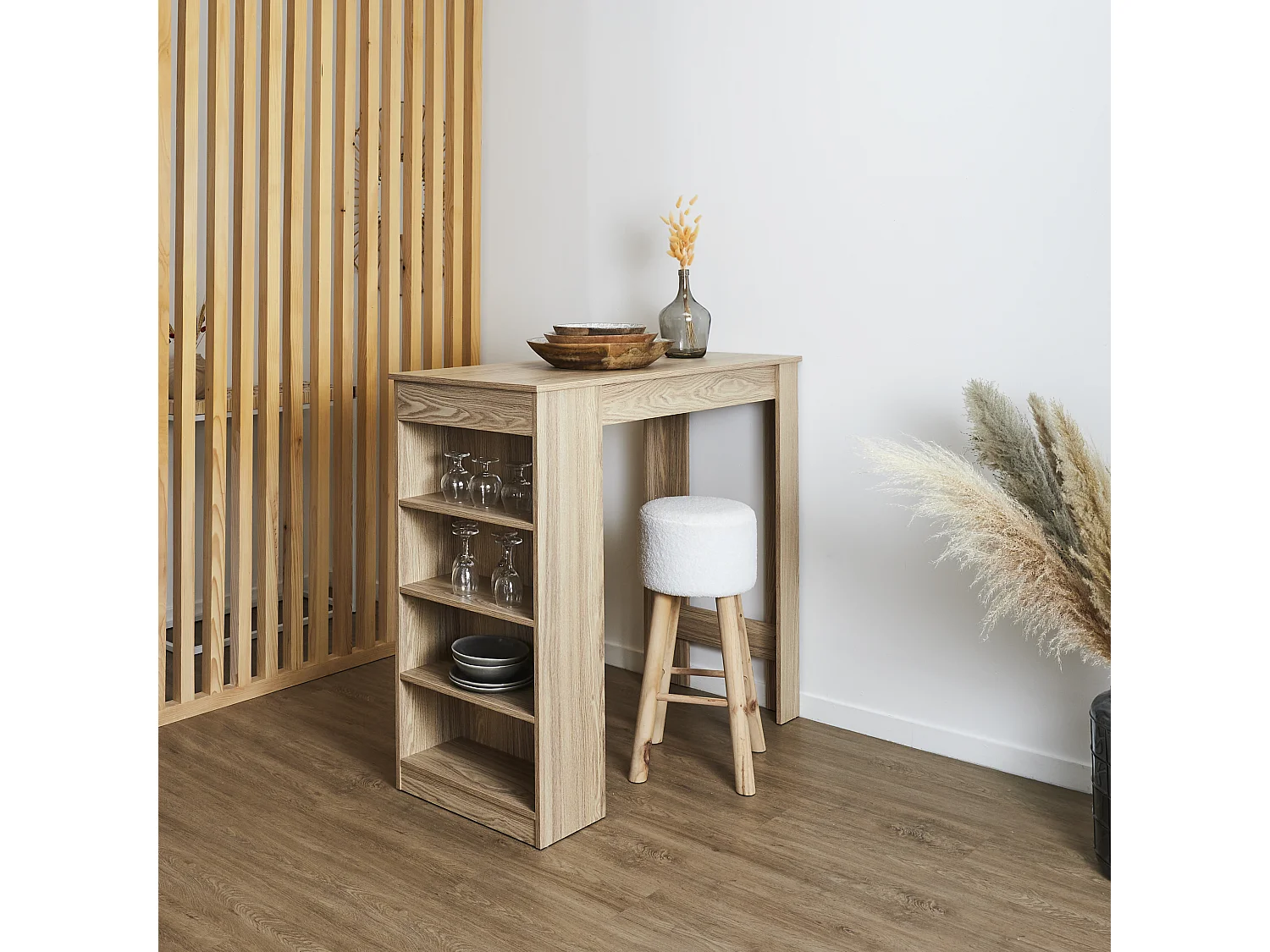 Table De Bar Mange Debout Etageres Cheers Bois Marron