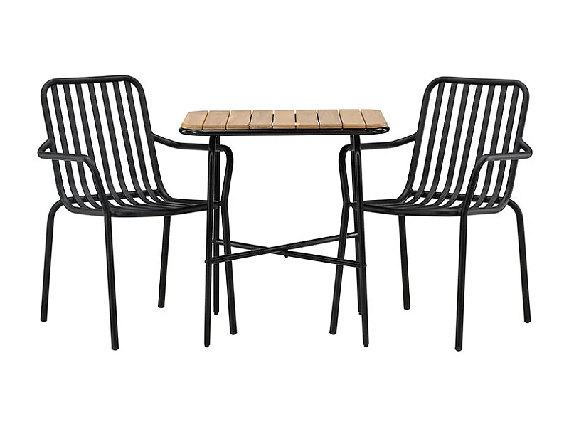 Holmbeck tuinmeubelset tafel 88x70cm natuur, 2 stoelen zwart.