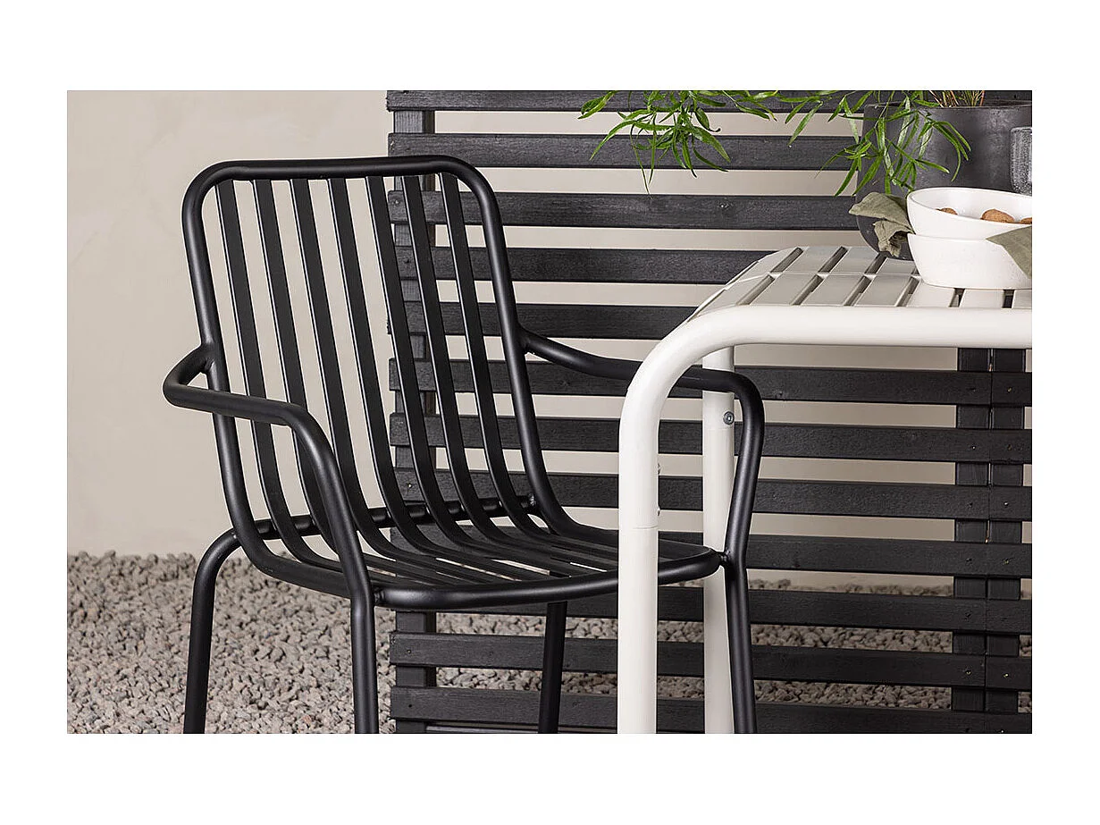 Borneo set de jardin table 70x70cm beige, 2 chaises noires.