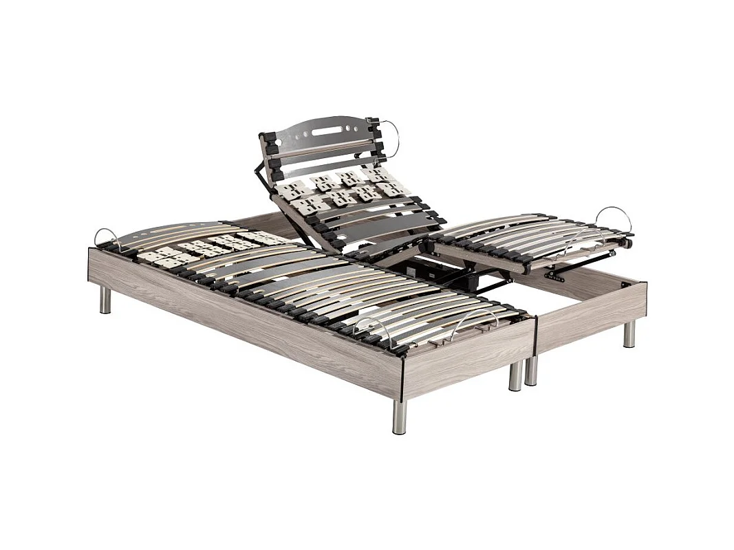 Ensemble relaxation S73+Matelas mousse Myriade 4 - 5 zones - 2x90x200 - Chêne clair