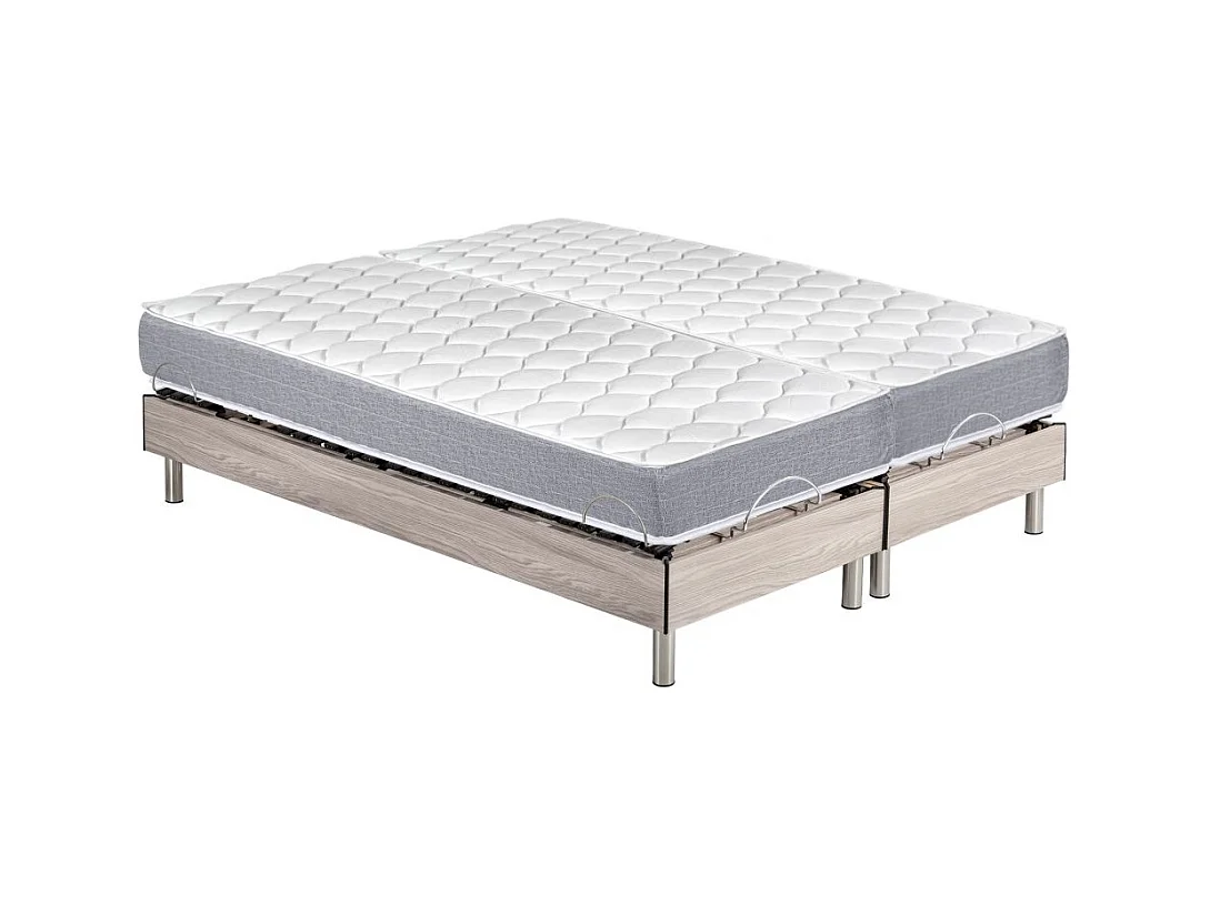 Ensemble relaxation S73+Matelas mousse Wave - 5 zones - 2x80x200 - Chêne clair