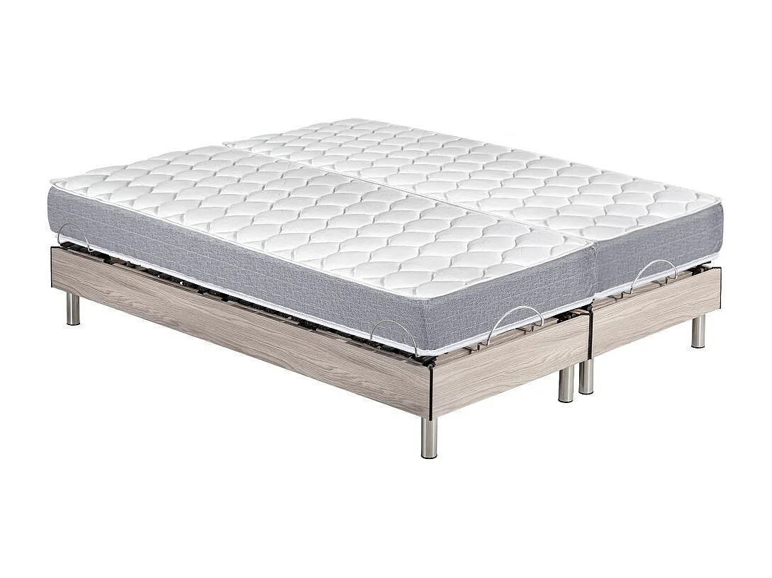 Ensemble relaxation S73+Matelas mousse Wave - 5 zones - 2x80x200 - Chêne clair