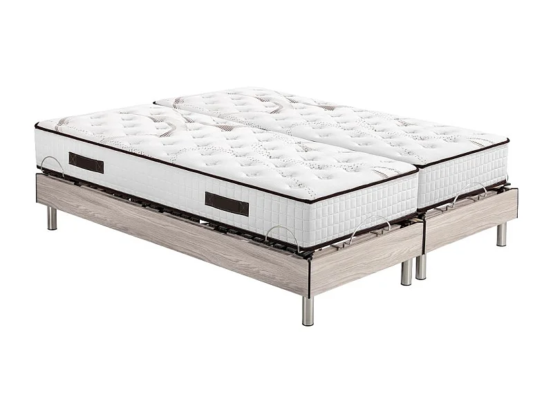 Ensemble relaxation S73+Matelas latex Louxor - 3 zones - 2x90x200 - Chêne clair