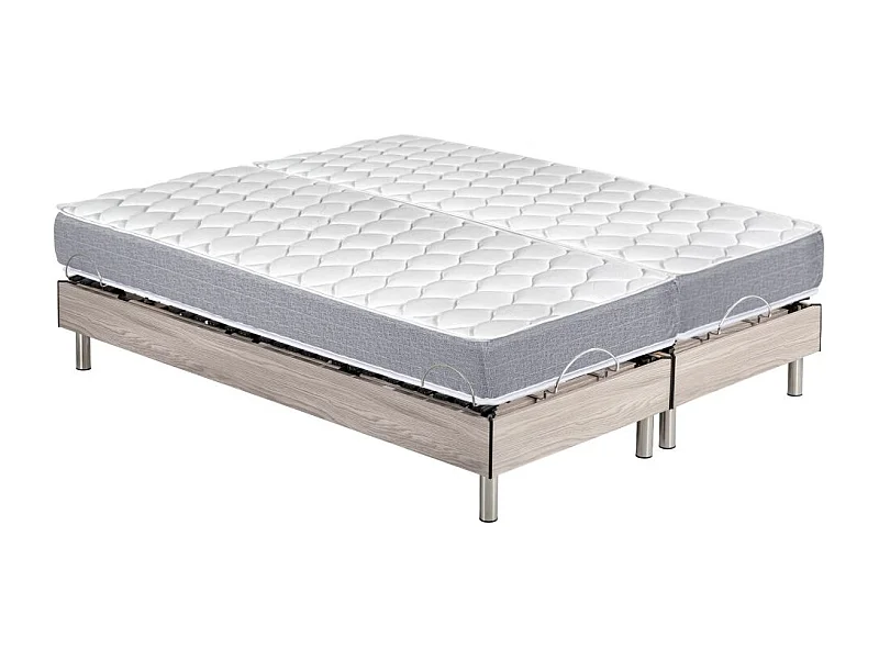 Ensemble relaxation S73+Matelas mousse Wave - 5 zones - 2x90x200 - Chêne clair