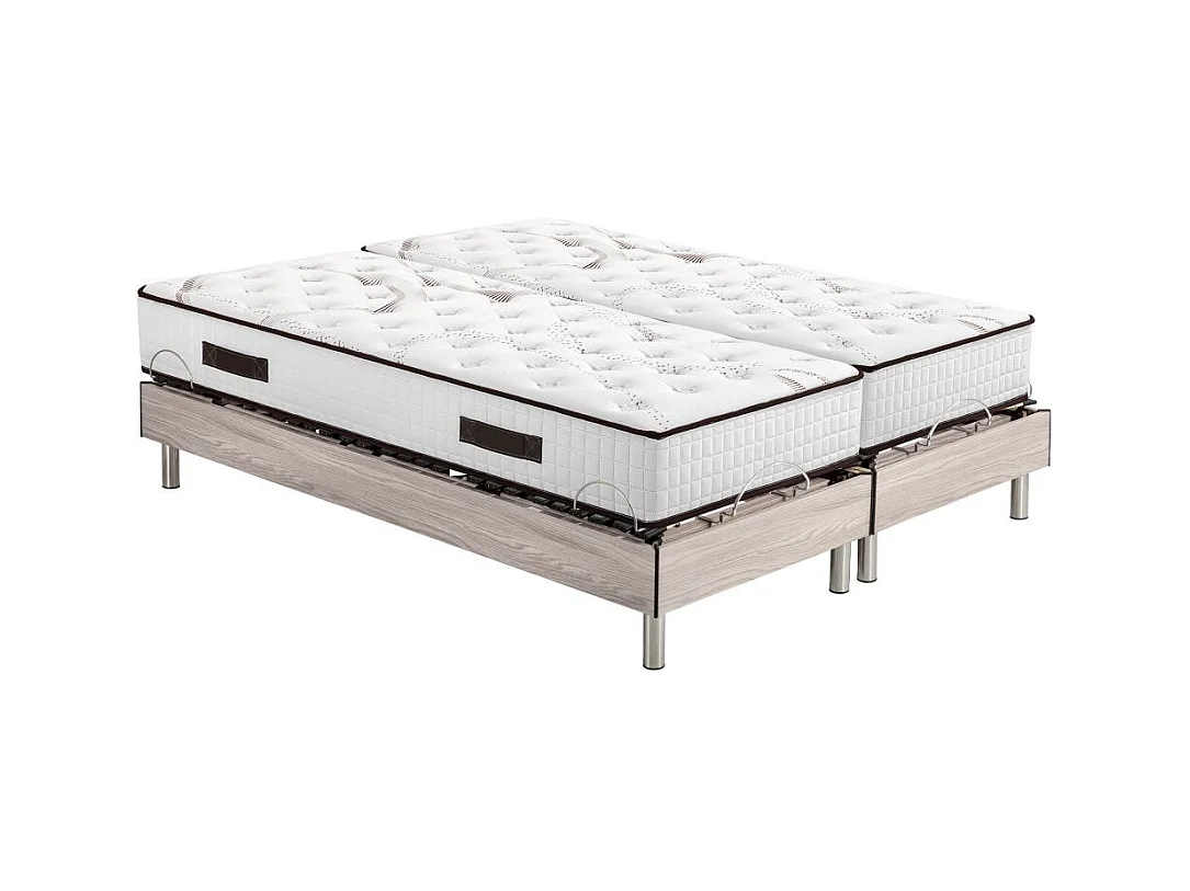 Ensemble relaxation S73+Matelas mousse Myriade 4 - 5 zones - 2x80x200 - Chêne clair