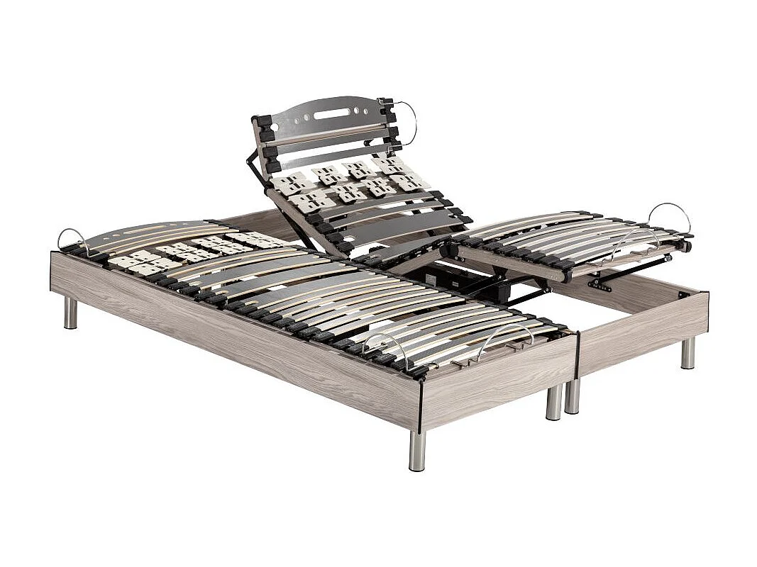 Ensemble relaxation S73+Matelas mousse Myriade 4 - 5 zones - 2x80x200 - Chêne clair