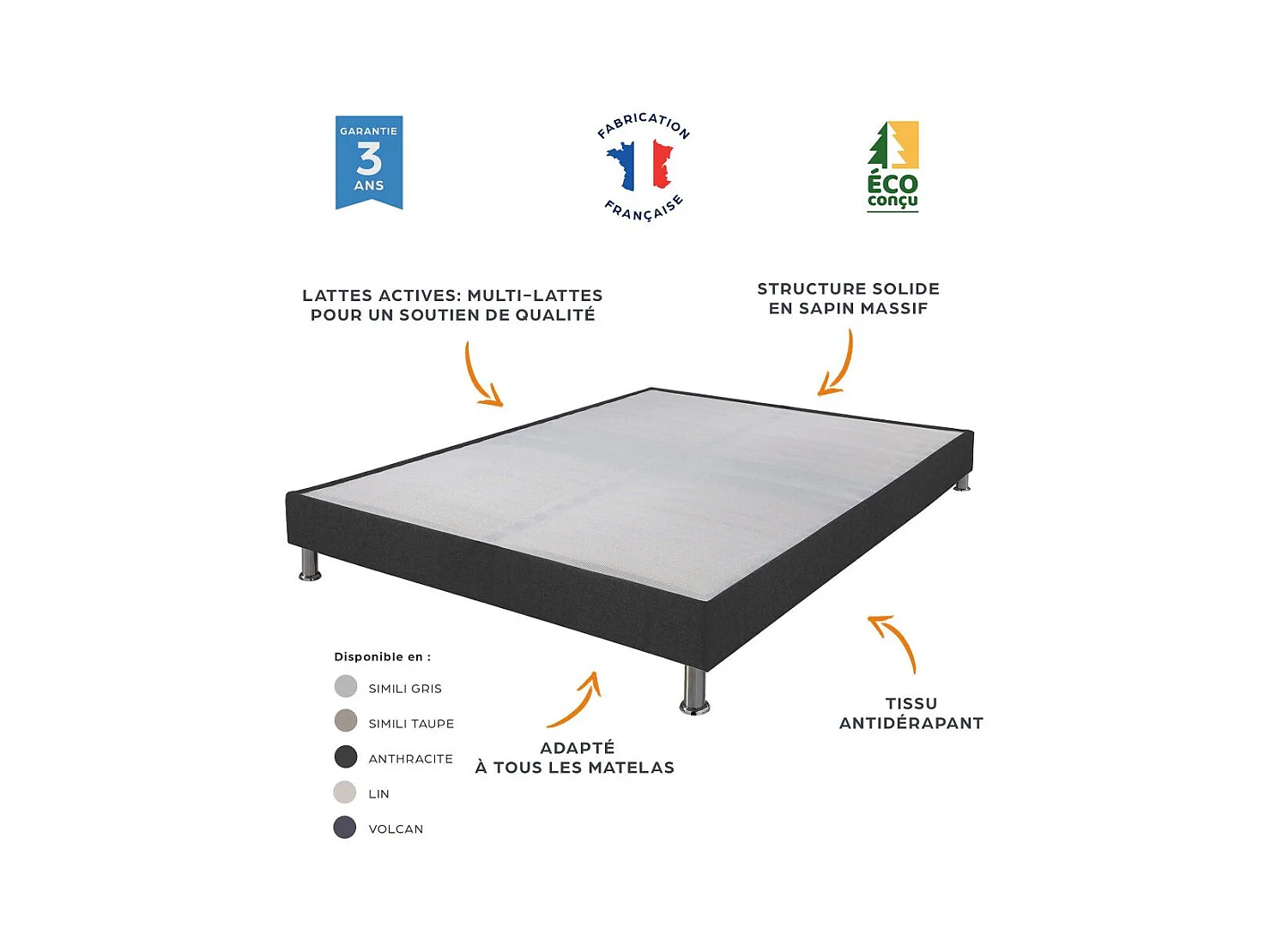 Matelas Montana + sommier tapissier Omega - 80x200 - Mousse - Hauteur 18 cm