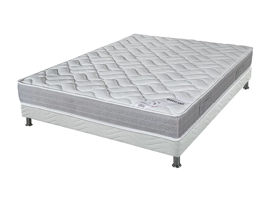 Matelas Maryland + sommier tapissier Omega - 140x200 - Mousse - Hauteur 20 cm