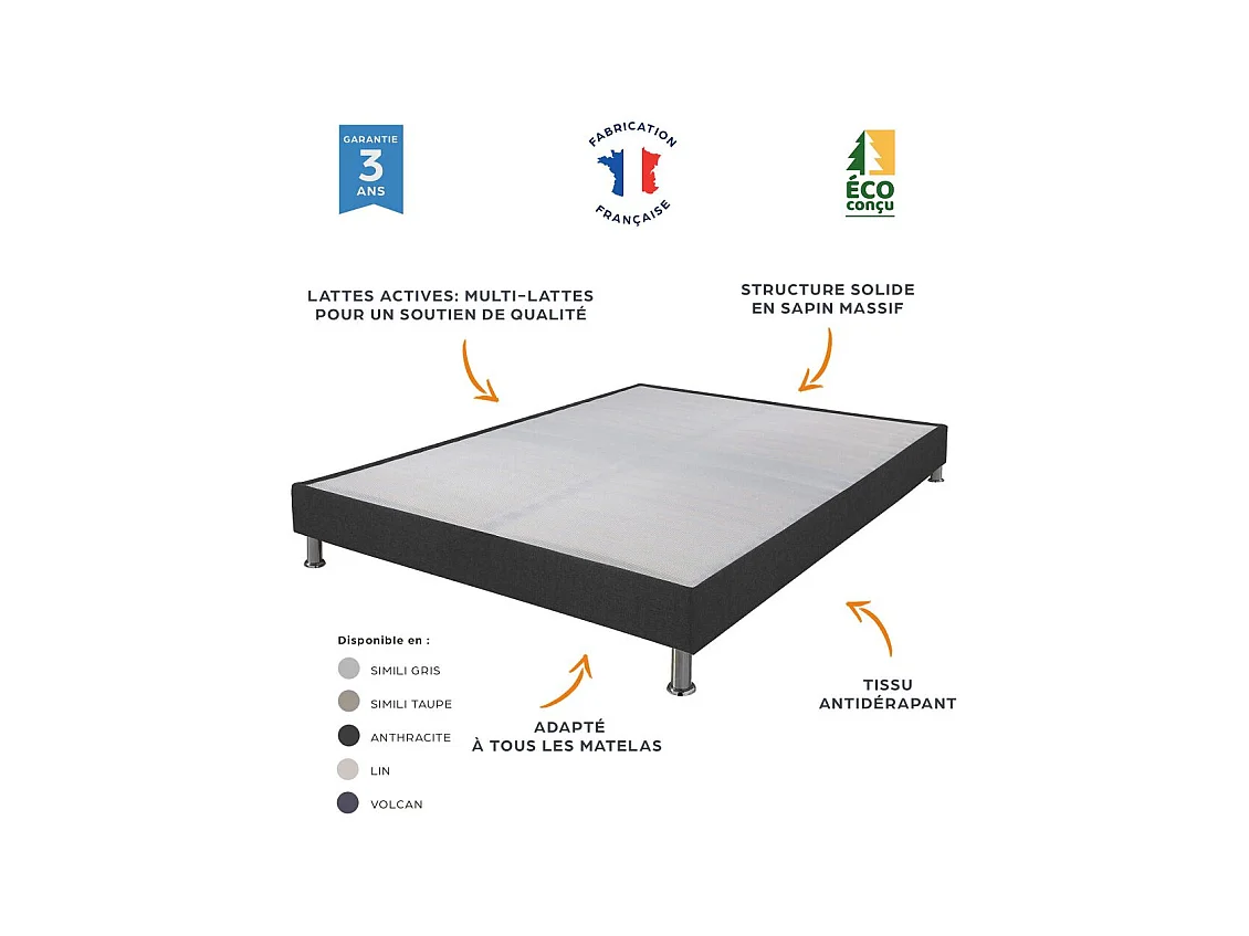 Matelas Montana + sommier tapissier Omega - 140x200 - Mousse - Hauteur 18 cm