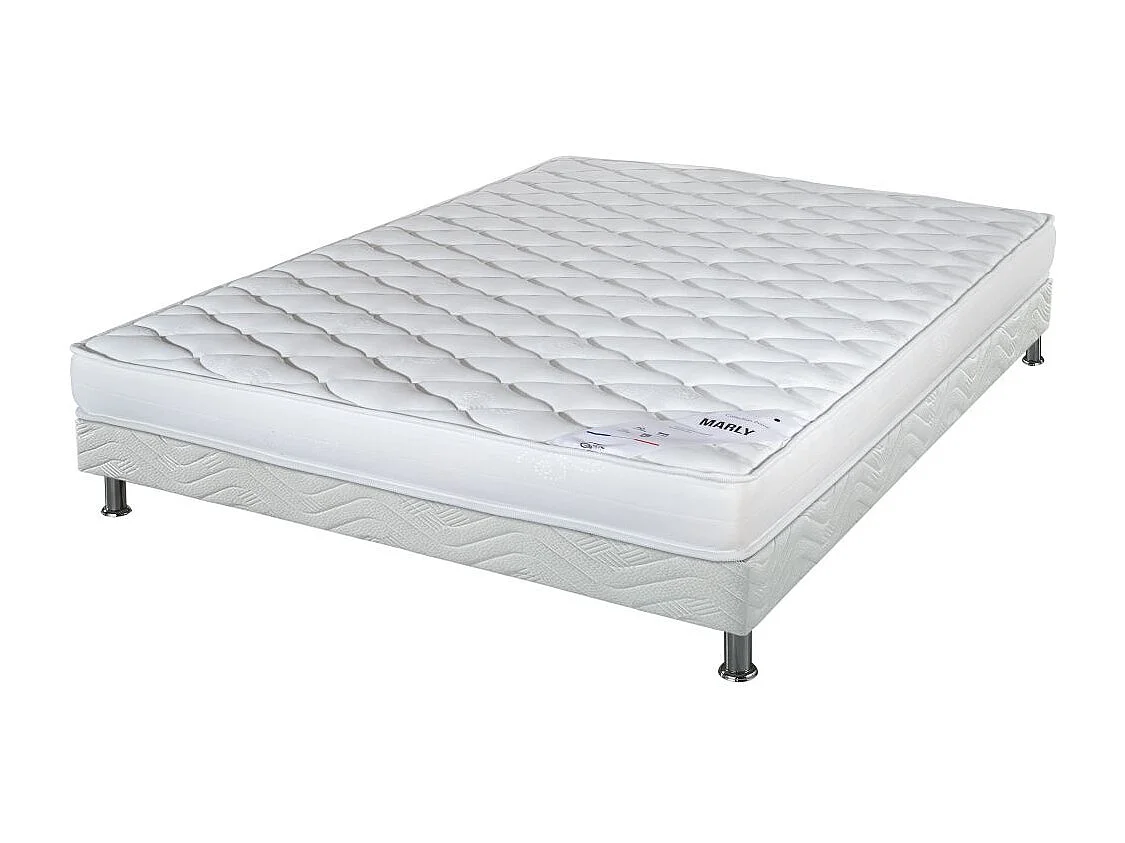 Matelas Marly + sommier tapissier Omega - 140x190 - Mousse - Hauteur 15 cm