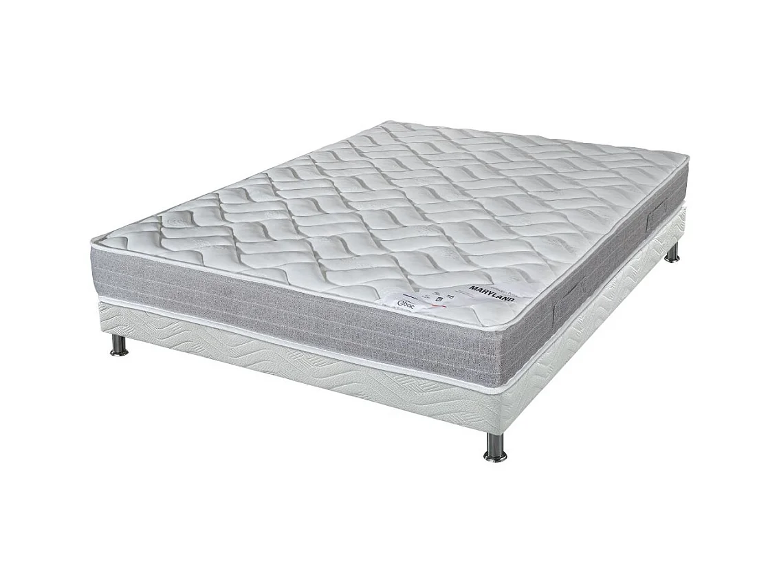 Matelas Maryland + sommier tapissier Omega - 140x190 - Mousse - Hauteur 20 cm