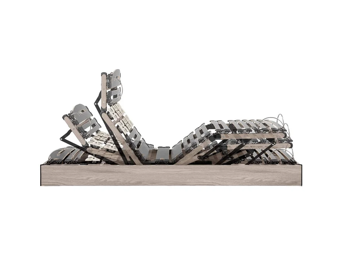 Lit électrique S73 sans pieds - Réglage fermeté lombaires - 2x90x200 - Chêne clair