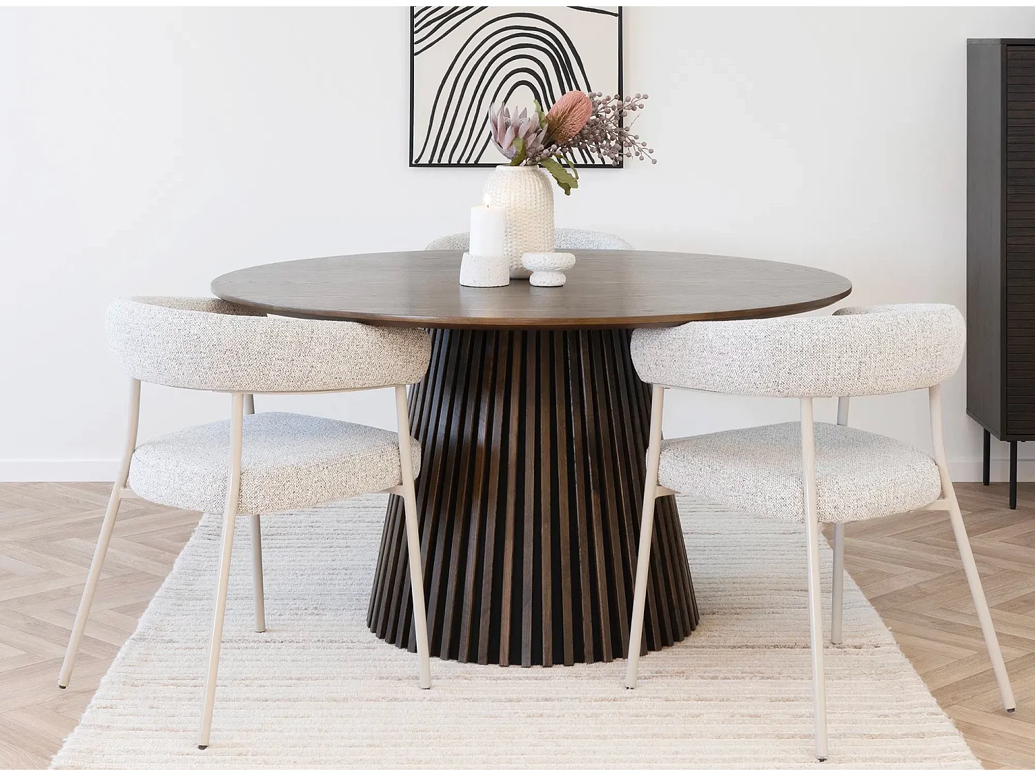 Table à manger ronde LANZA – Ø120 ou Ø140cm-Marron-Diamètre 140 cm