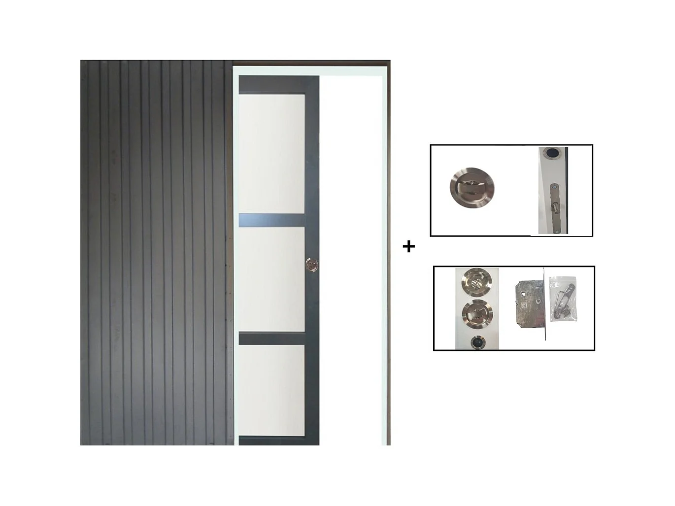 Porte Coulissante Blakeria Vitree Ral7016 H204 X L73 + Systeme A  Galandage (sans Kit Finition) Gd Menuiseries