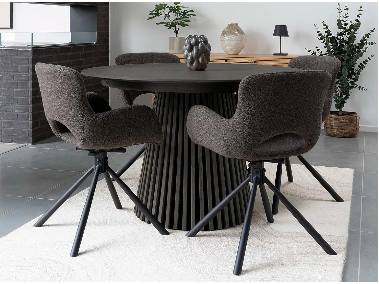 Table à manger ronde LANZA – Ø120 ou Ø140cm-Noir-Diamètre 140 cm