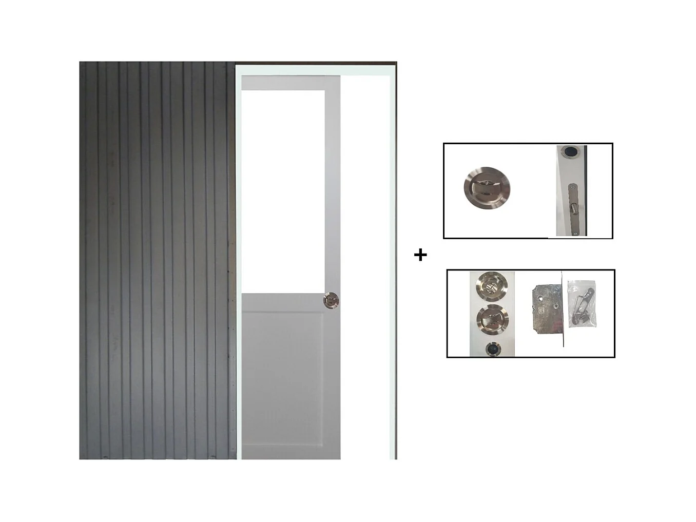 Porte Coulissant Atelier Blanc H204 X L83 Sans Meneau + Systeme A  Galandage (sans Kit Finition) Gd Menuiseries