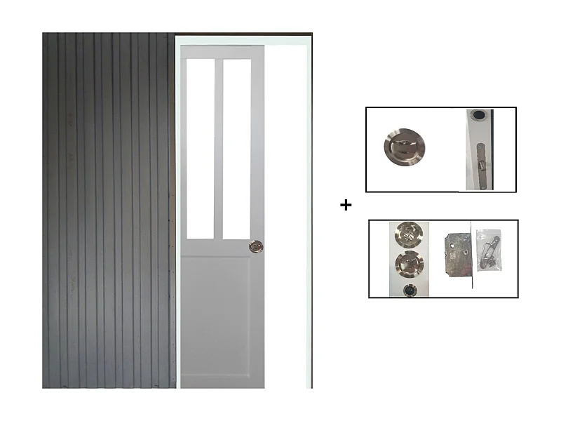 Porte Coulissante Atelier Blanc H204 X L73 + Systeme A  Galandage (sans Kit Finition) Gd Menuiseries